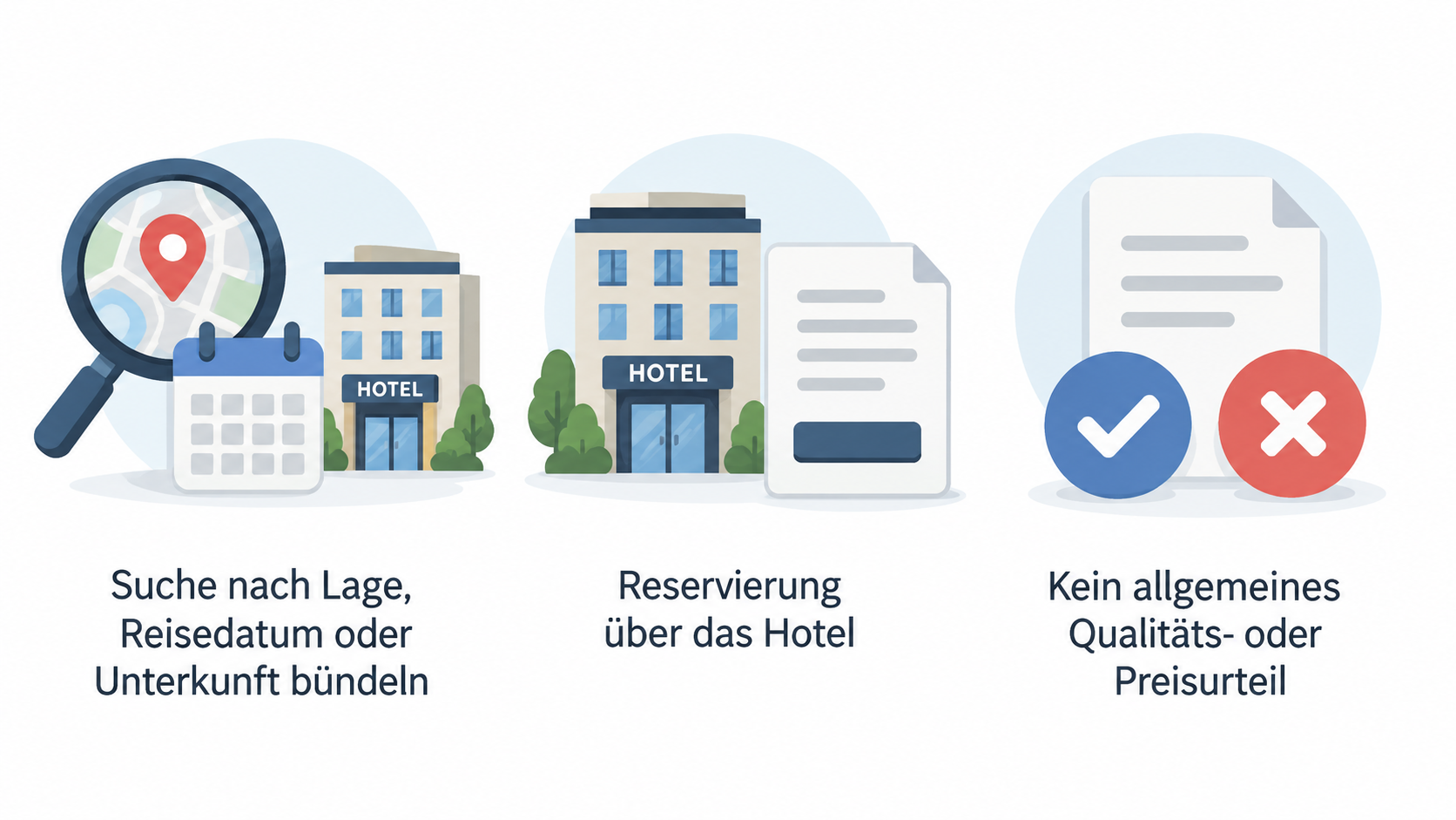 Illustrate the two booking routes stated in the section: a portal bundles the search, while direct booking takes place through the hotel, its operator or its booking website.