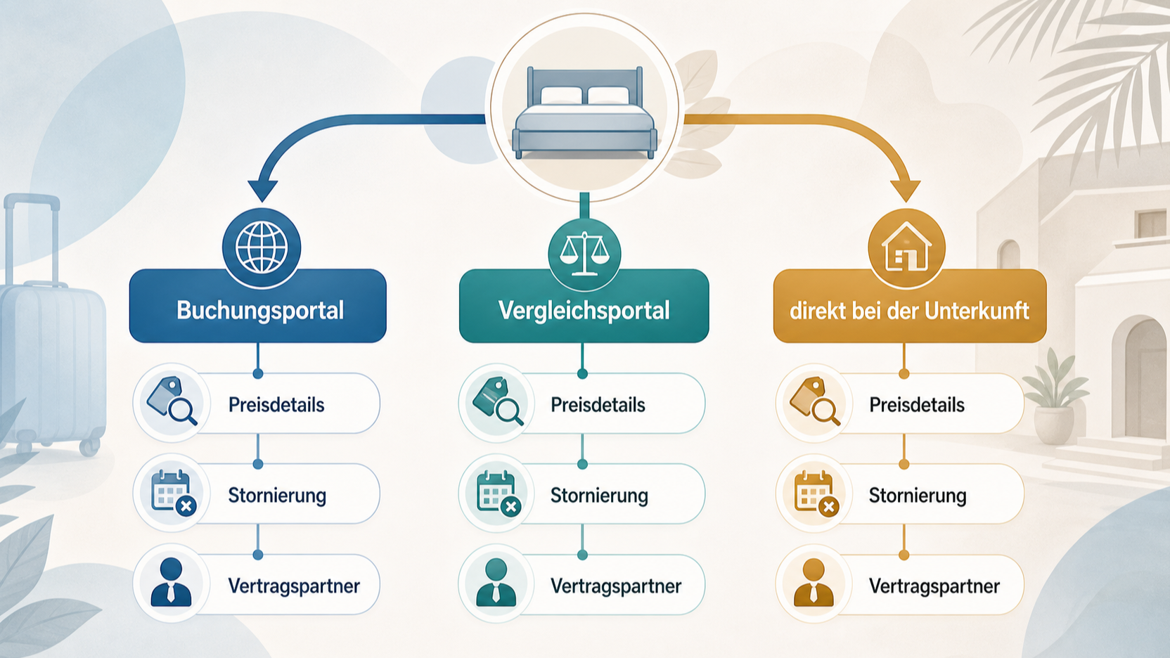 Redaktionelle Illustration zu Booking.com im Check: Buchungsablauf, Bedingungen, Support und Grenzen für Städtereisen